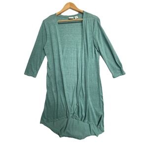 Rachel Zoe 100% Linen Long Cardigan Duster Teal Green Open Front Women S